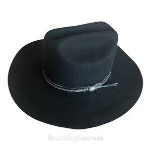 Vintage Eddy Bros Black Wool Cattleman Western Hat With Decorative Hatband